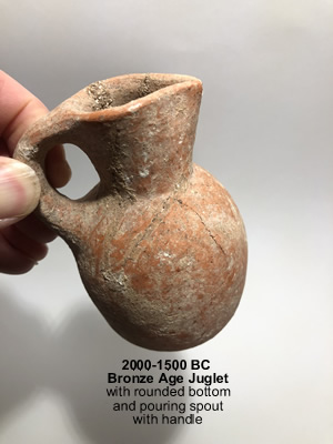 2000-1500 BC Bronze Age Juglet with rounded bottom and pouring spout with handle