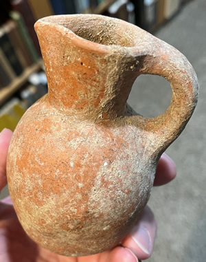 2000-1500 BC Bronze Age Juglet with rounded bottom and pouring spout with handle
