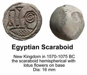 1570-1075 BC Egyptian Scaraboid with Lotus Flowers