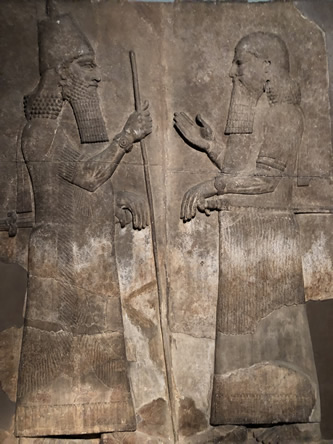 King Sargon and his son, Sennacerib, the next king of Assyria