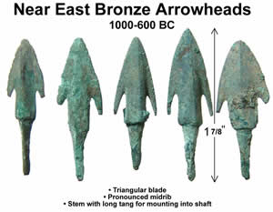 1000-600 BC Bronze Arrowheads