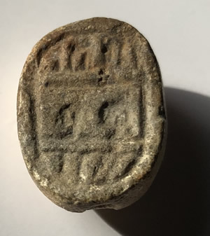 500 BC Phoenician Scaraboid Seal front design in three panels