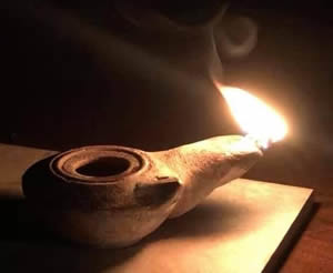 Oil Lamp from 100 BC-100 AD burning olive oil for light