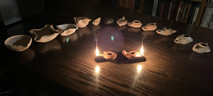 Oil Lamps from 2300 BC-900 AD burning oil with wick