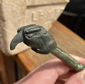 20-120 AD Roman Bronze Eagle Head for Staff Handle