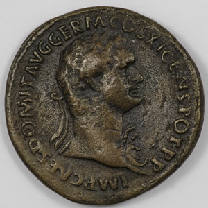 96 AD Domitian Roman coin obverse