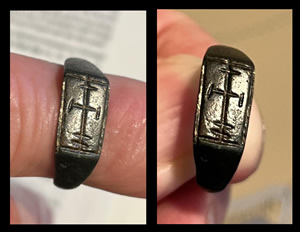630-668 AD Byzantine Empire bronze Ring the "True Cross" on two steps made when the "True"Cross" was returned to Constantinople after Persians took it form Jerusalem