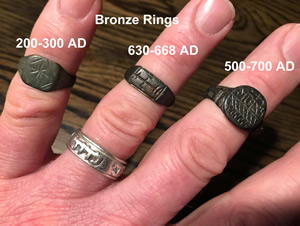 630-668 AD Byzantine Empire bronze Ring the "True Cross" on two steps made when the "True"Cross" was returned to Constantinople after Persians took it form Jerusalem