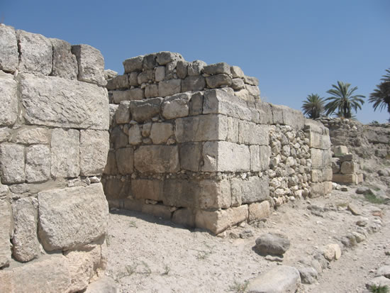 This is three of the six chambers.  These are on the right side as we walked into the city of Megiddo.