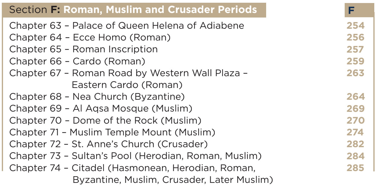 Section F - Roman, Muslim, Crusader Periods