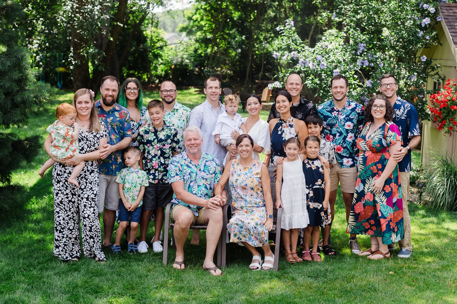 Galyn Wiemers and Toni with their six sons and families