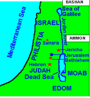 Map of Israel and location of Nephilim