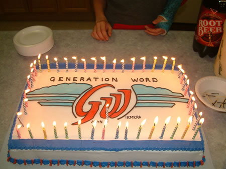 Galyn Wiemers' Generation Word Birthday cake made by Sue