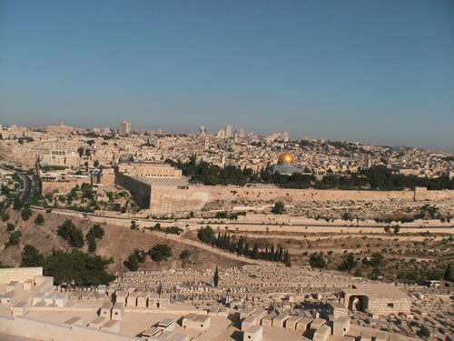 Looking at Jerusalem from the Mt. of Olives over the Kidron Valley