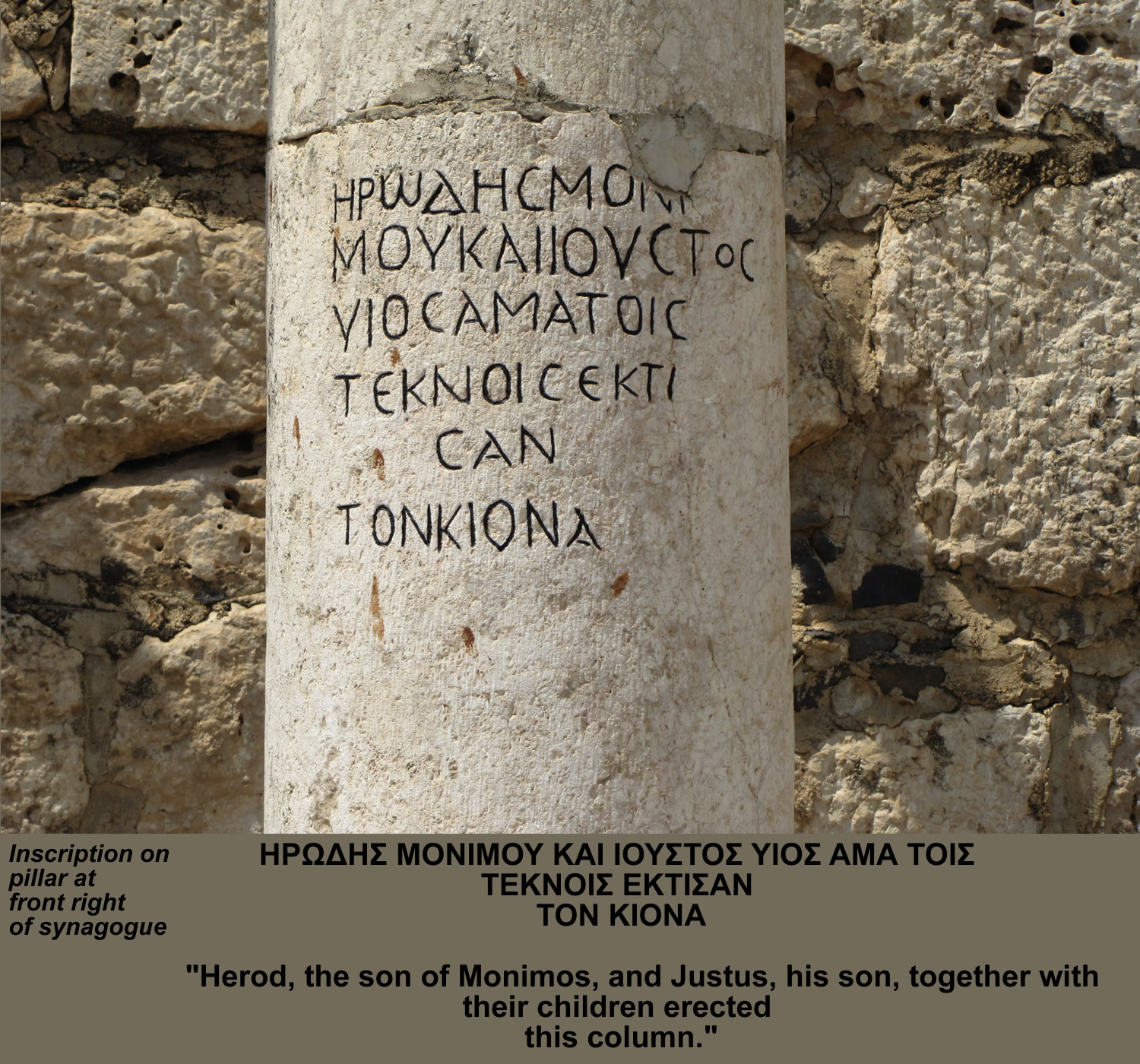 Capernaum Synagogue pillar inscription