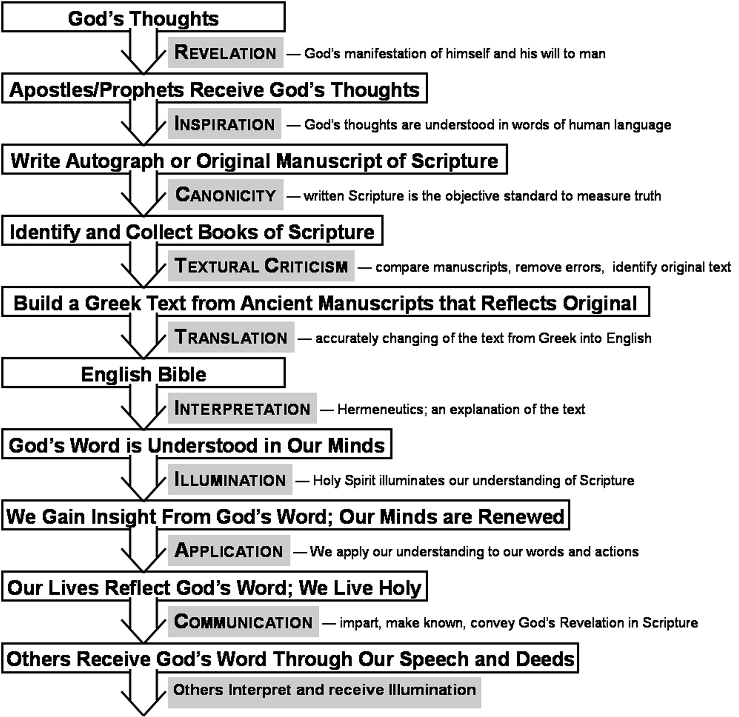 Diagram Chart comparing biblical inspiration and illumination