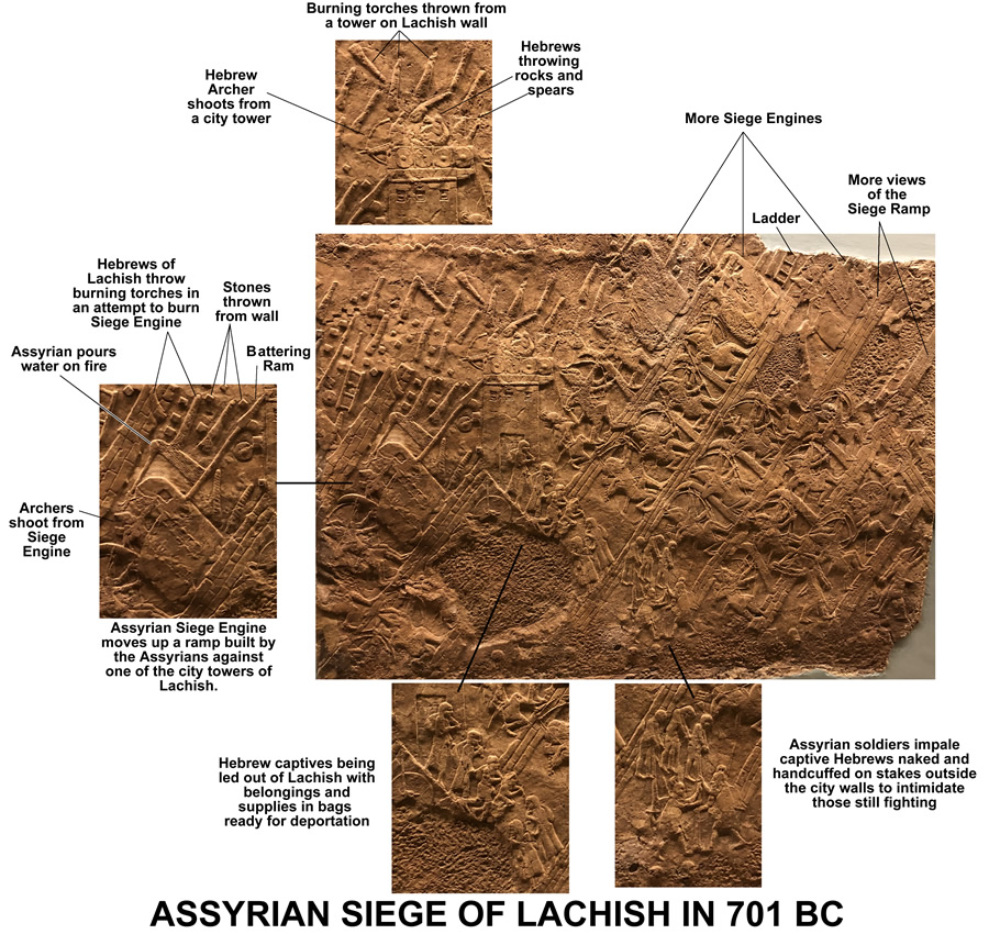 Assyrian Siege of Lachish details from Sennacherib’s palace walls in Nineveh