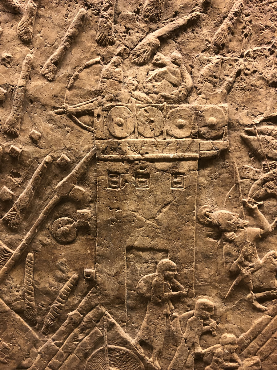Detail of an Assyrian siege tower engaged in battle against Lachish