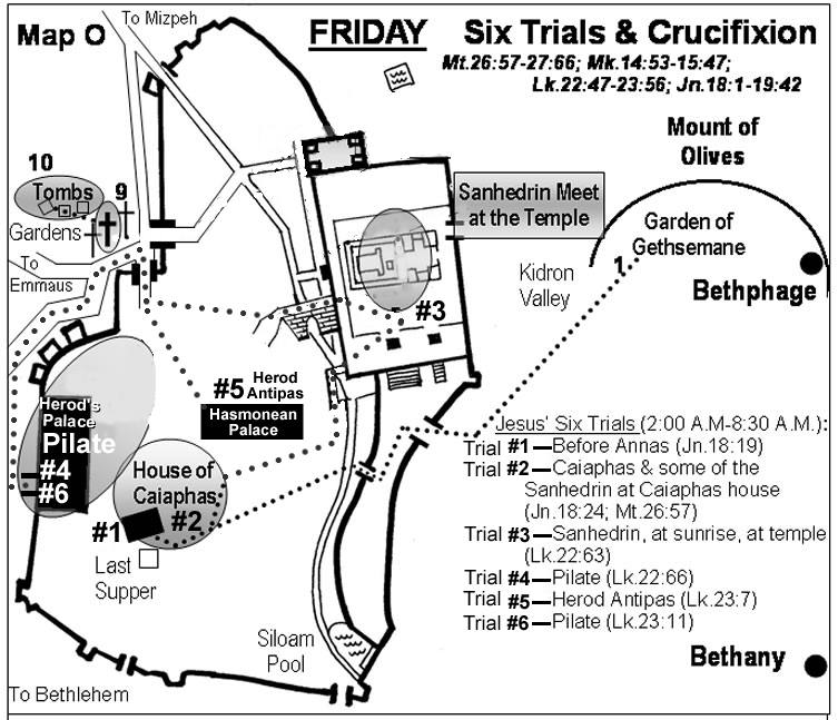 Pilate Judgment Seat Gabbatha Stone Pavement Praetorium Jesus Trial locations map Jerusalem