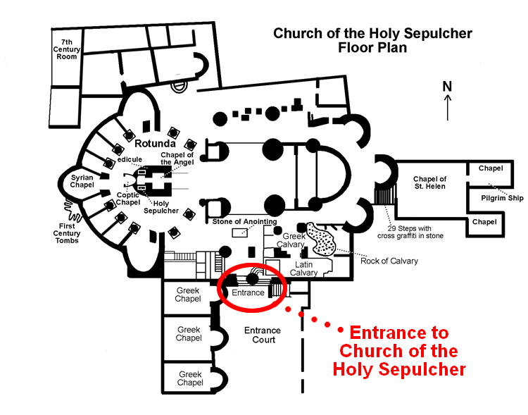 Entrance diagram of Church of the Holy Sepulcher