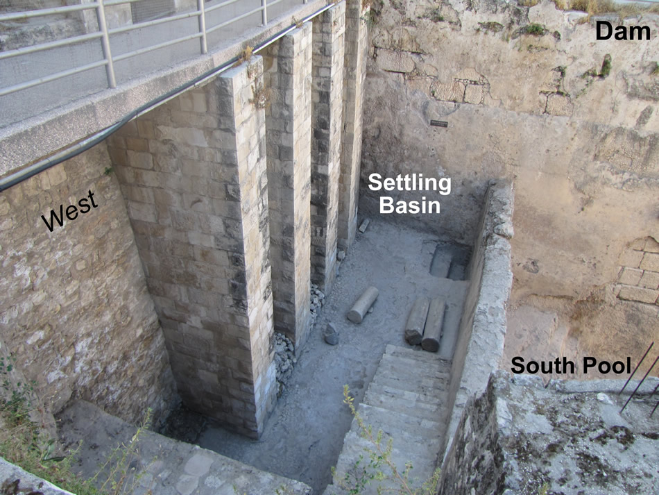 Pool of Bethesda with mikvah steps and settling basin on south side