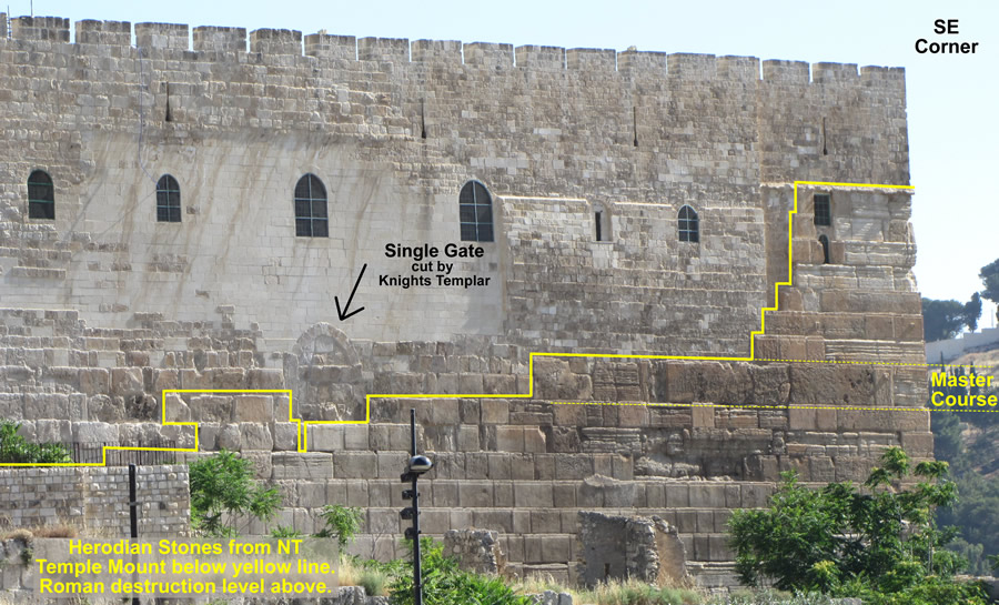 Roman Destruction Level of 70 AD and remaining original Herodian Stones in south Temple Mount Wall