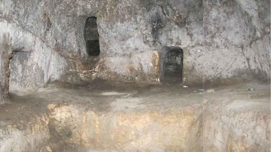 Burial Bench and Kokhim or Loculi in Ben Hezir Tomb in Kidron Valley