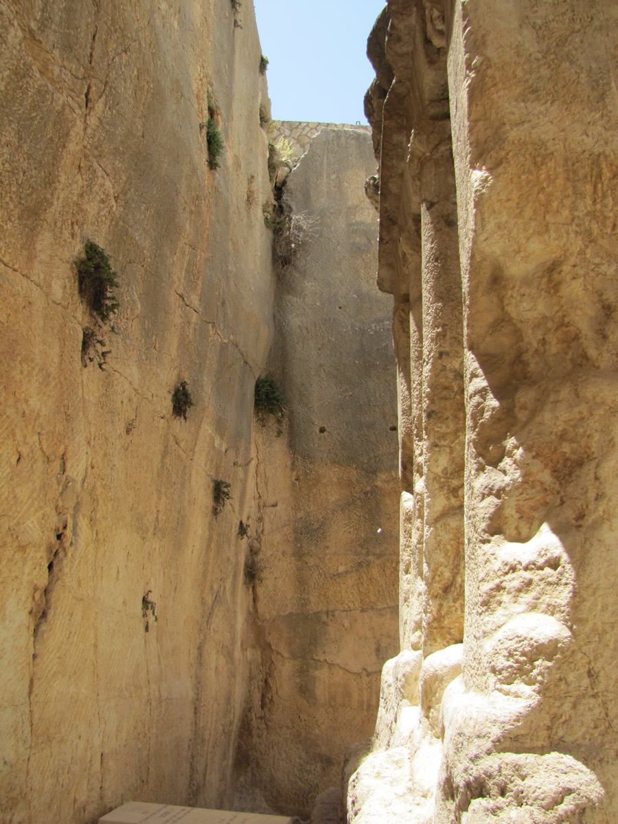 Stone cutting on side of Zechariah's Tomb in Kidron Valley