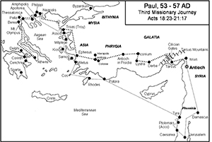 Paul's Third Missionary Journey 53-57 AD Acts 18:23-21:17