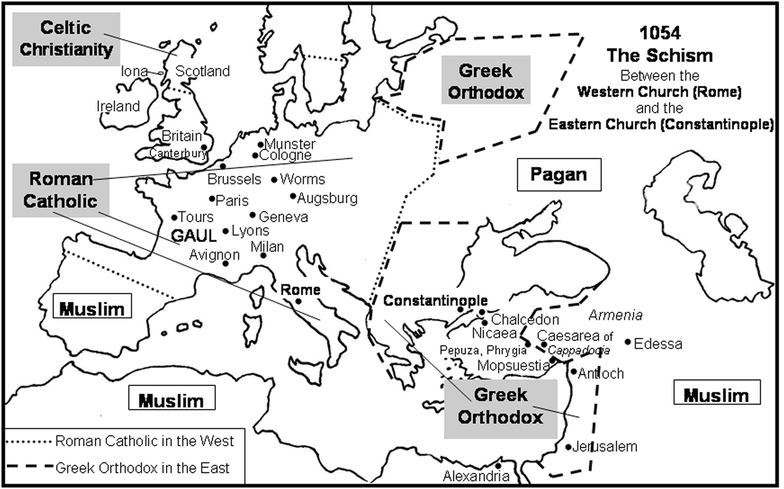 304 map roman catholic greek orthodox split