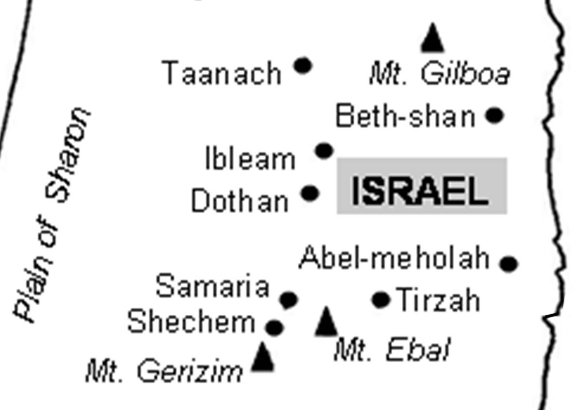 166B map or israel tirzah samaria shechem