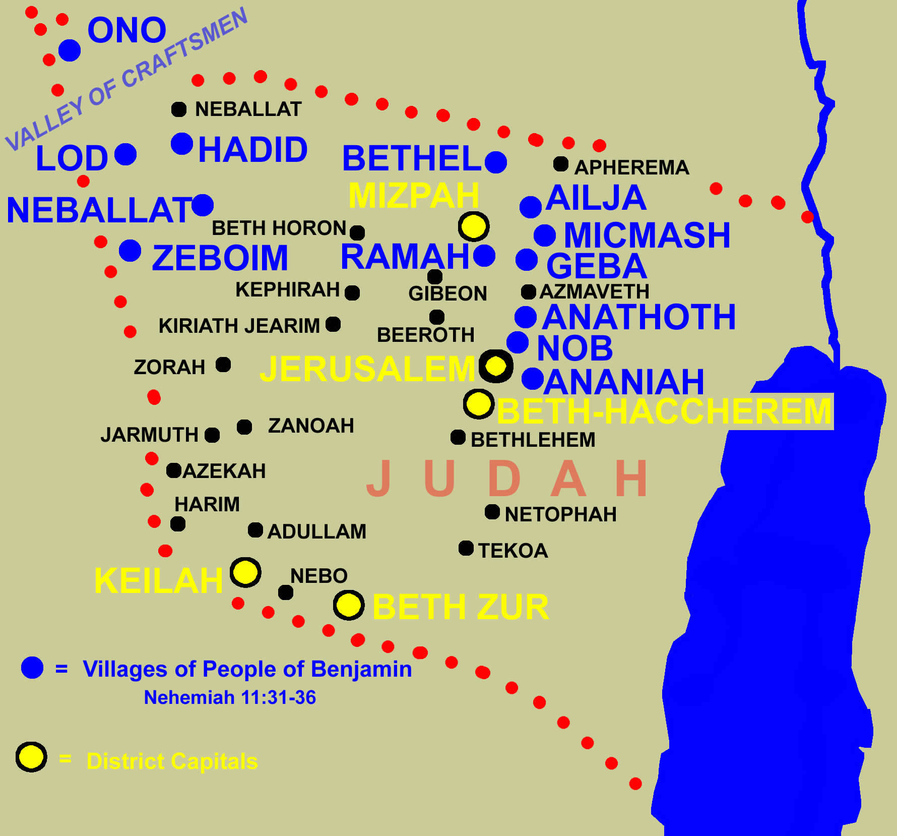 254P Nehemiah 11 31 36 Villages of the people of Benjamin Nehemiah