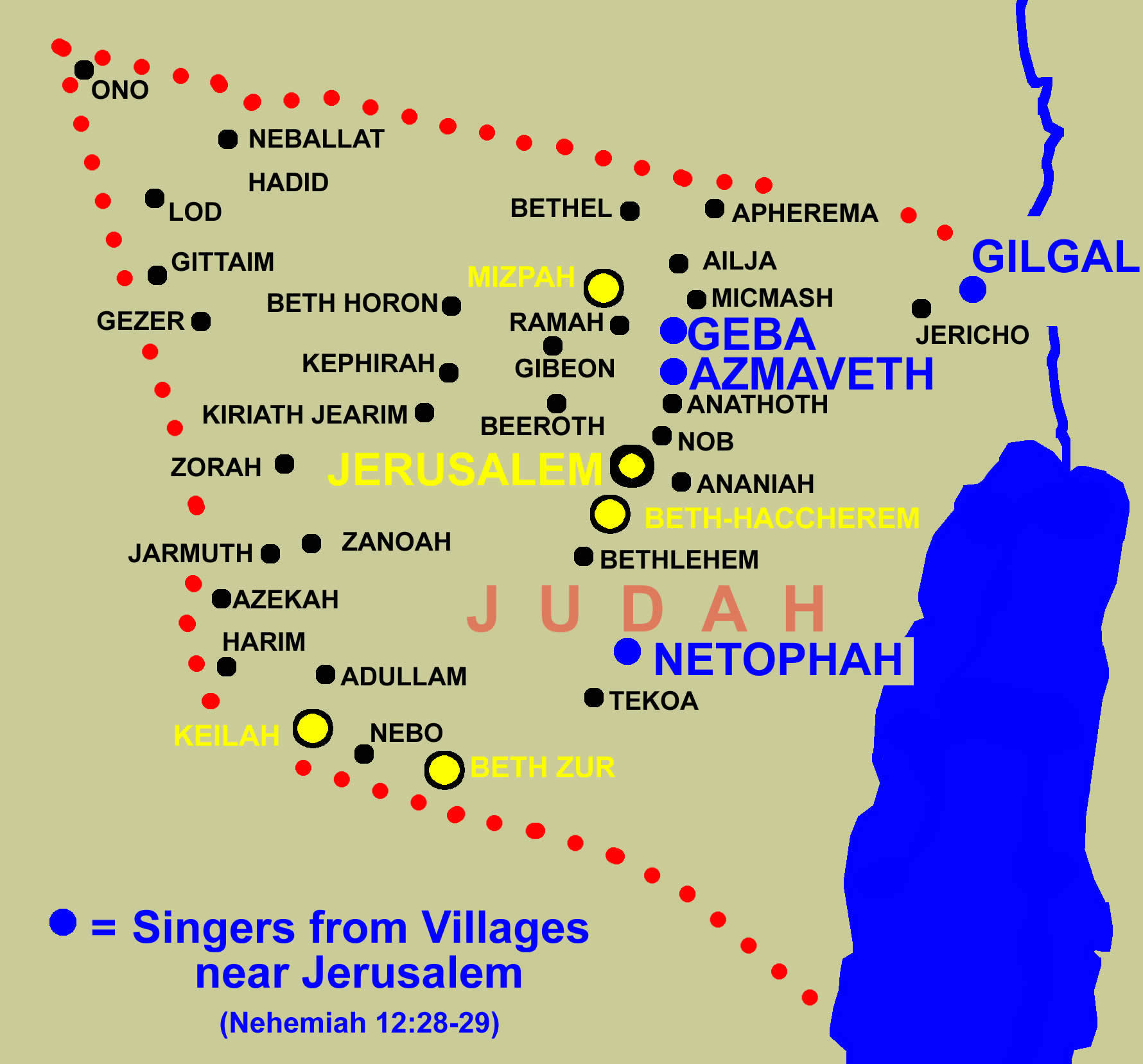254Q1 Nehemiah 12 28 29 Singers from Villages near Jerusalem Nehemiah