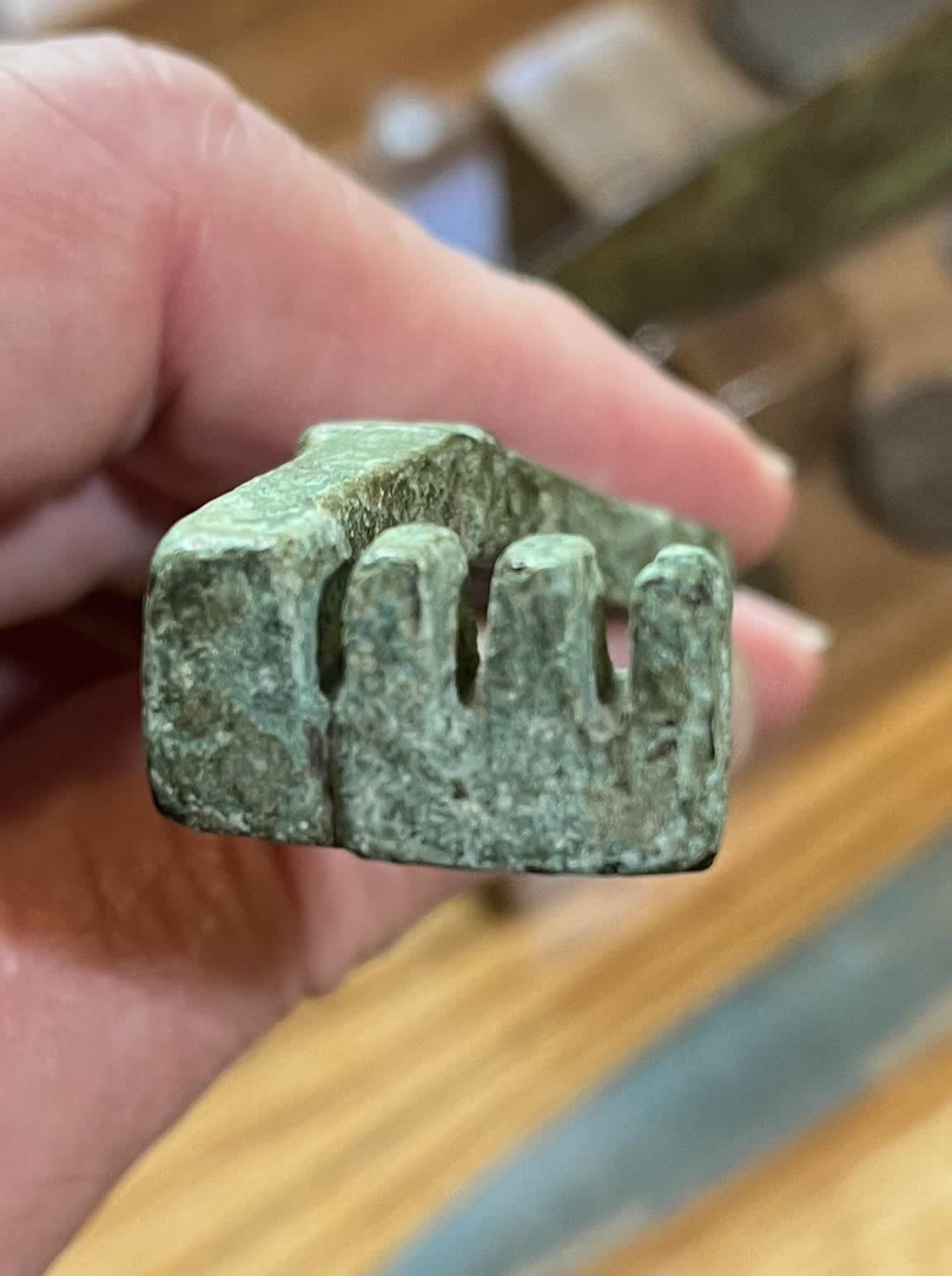 1 250 AD Roman Key four tooth mechanism cast tin lead alloy 2 FULL