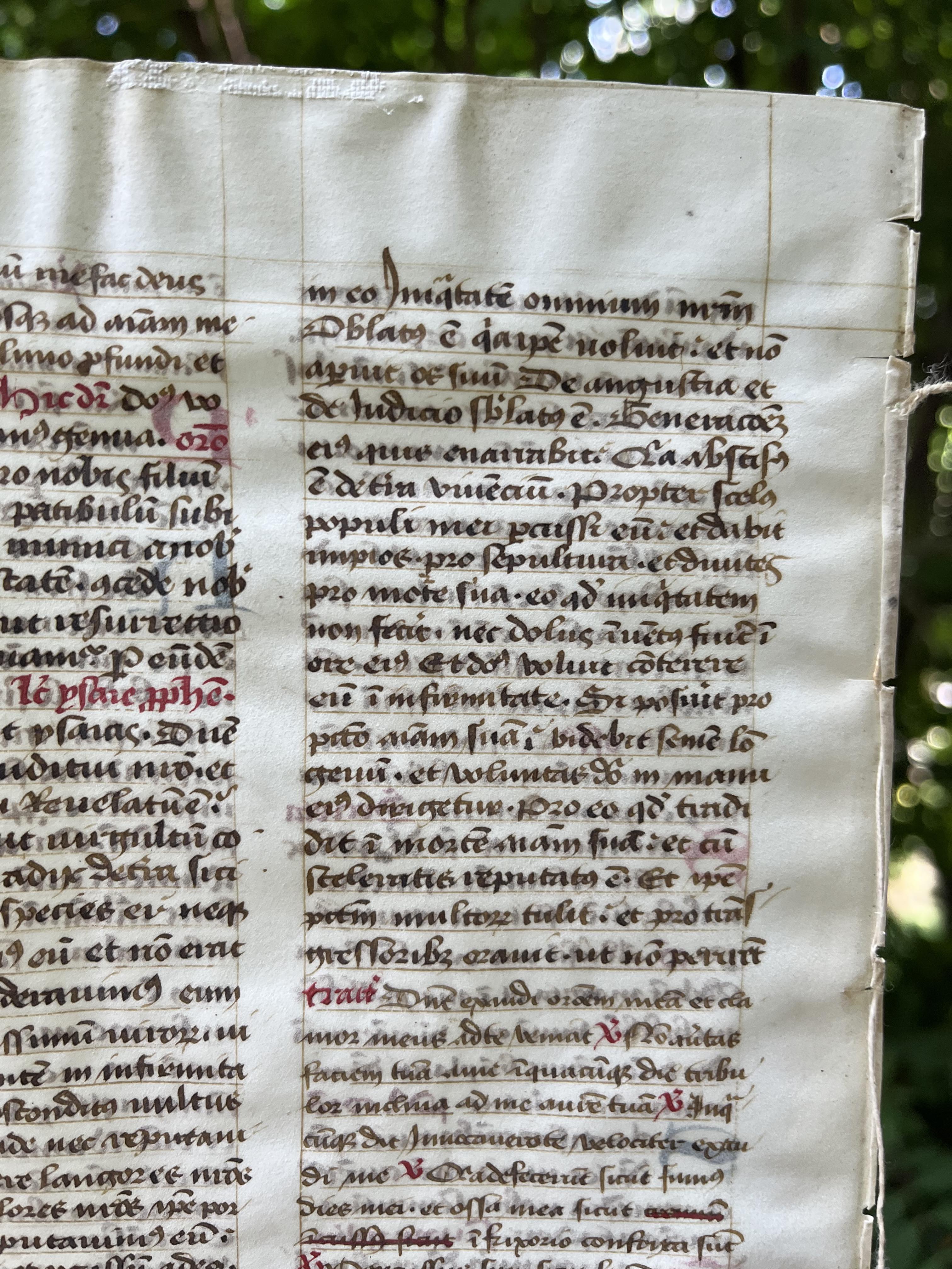 1385 AD Latin Mass Manuscript Top right