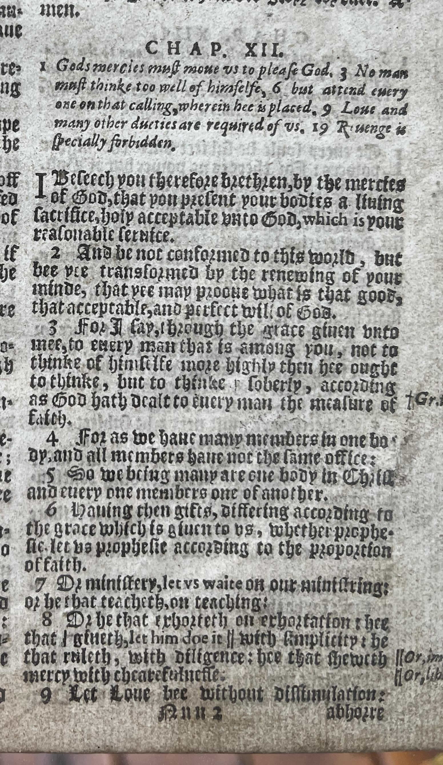 1611 AD King James Bible Romans chapter 12 1 9