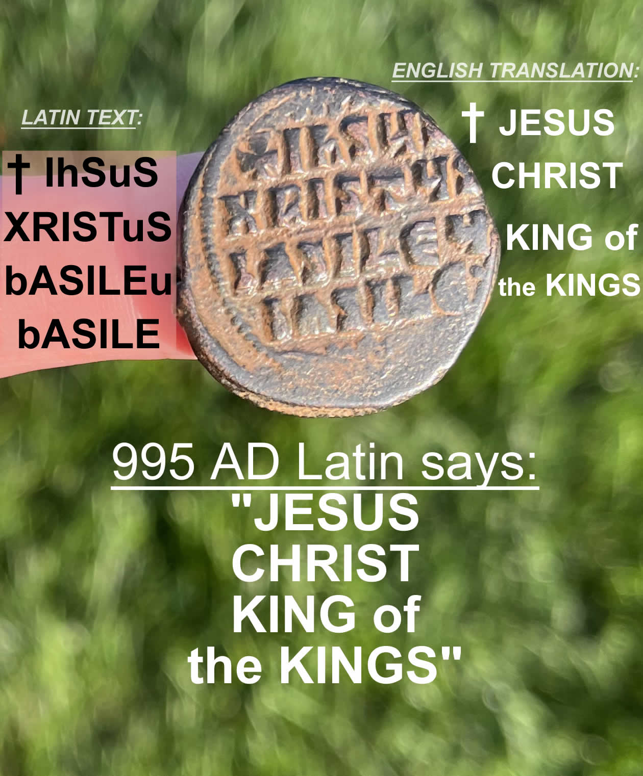 995 1025 AD Basil II Christ coin Reverse LABELED JESUS CHRIST KING OF THE KINGS