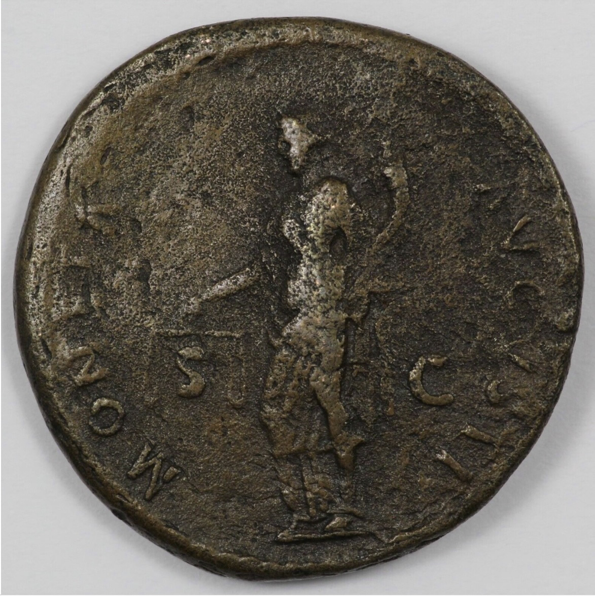 96 AD Domitian 96 AD coin reverse with Moneta SC FULL
