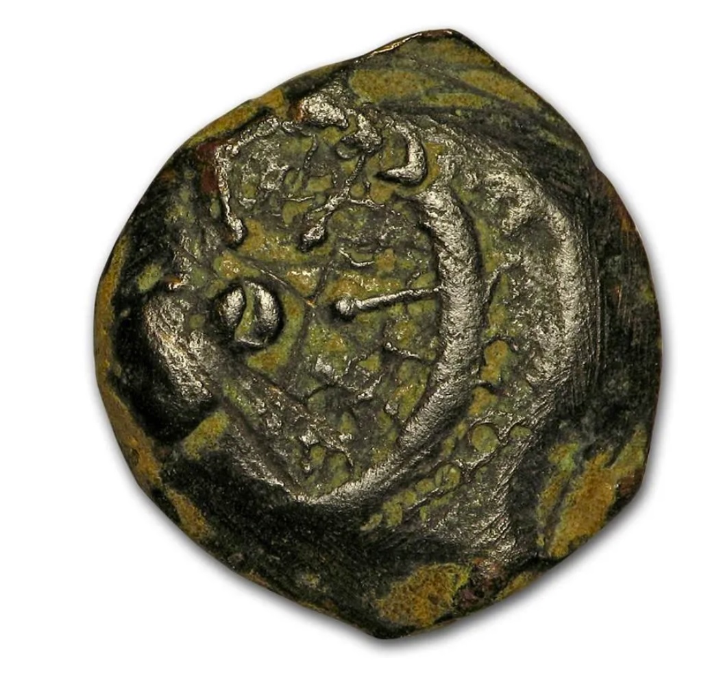 Widows mite from 103 76 BC c star or spoked wheel side