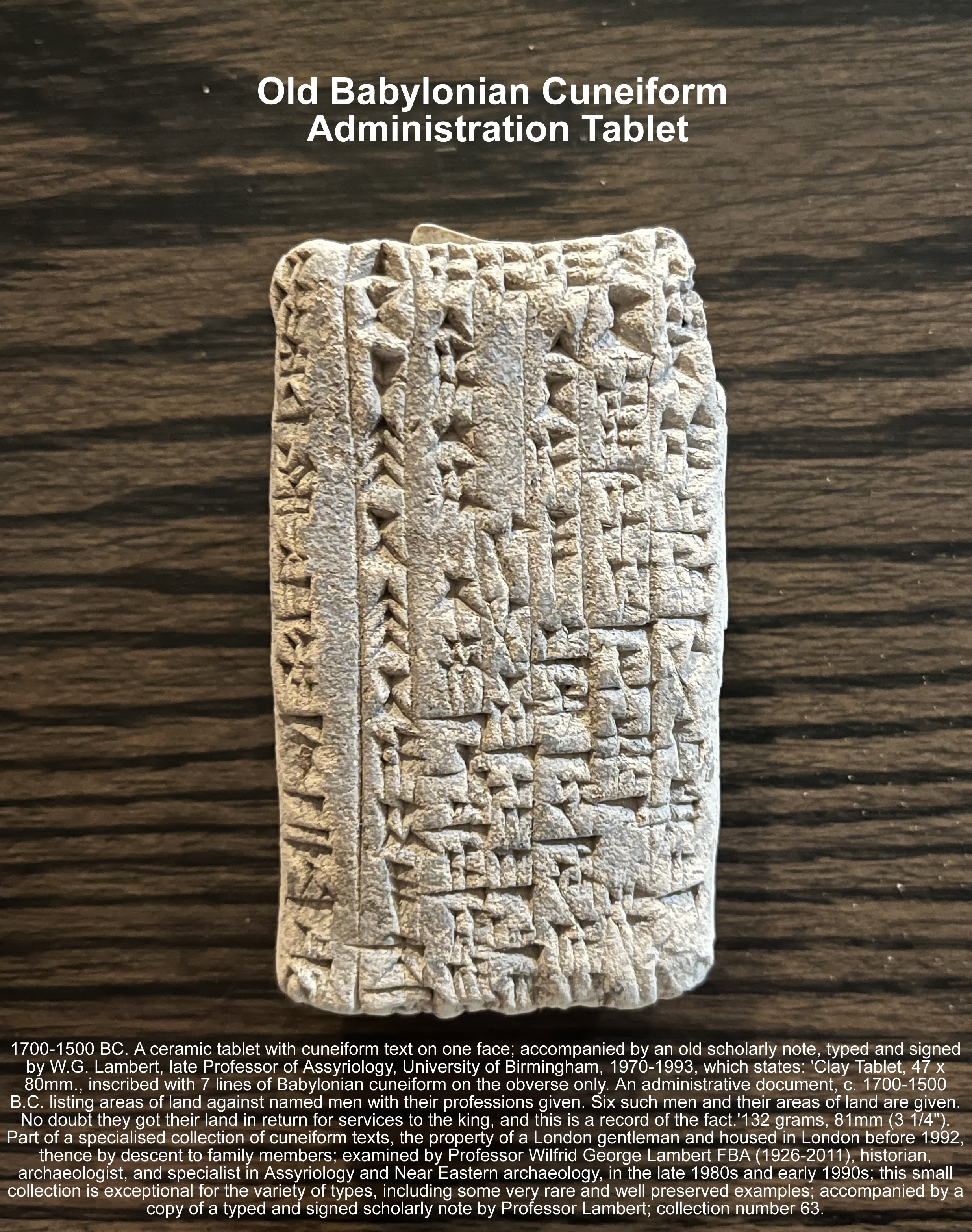 1700 1500 BC cuneiform tablet Babylonian admin land grants to six men 4 OBV FULL