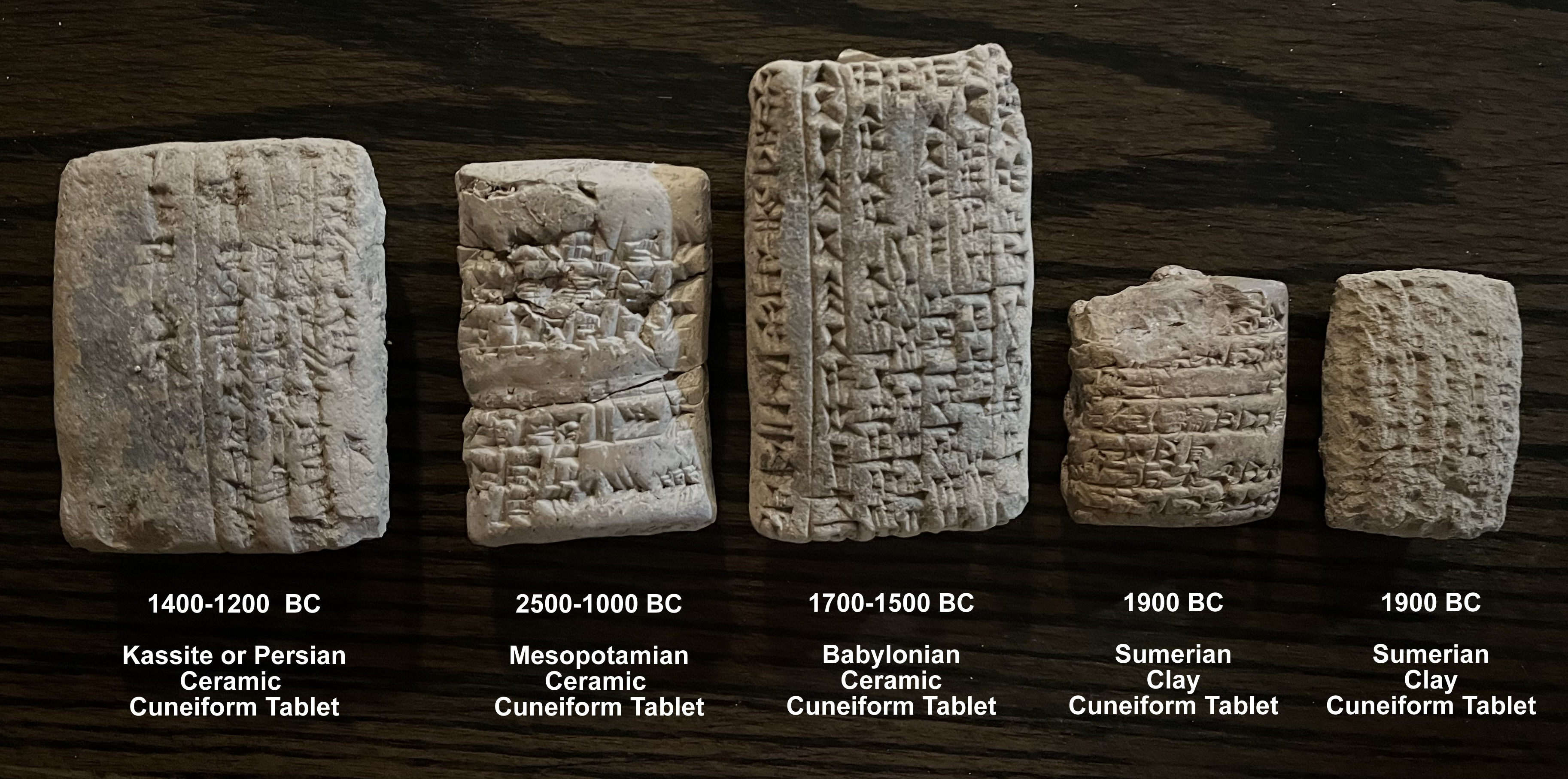 five cuneiform tablets labeled text crop FULL