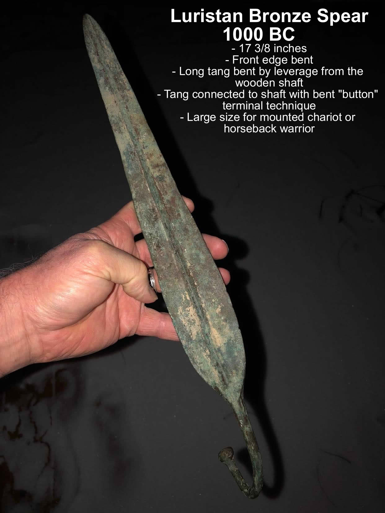 1000 700 BC Bronze Spearhead with description side one