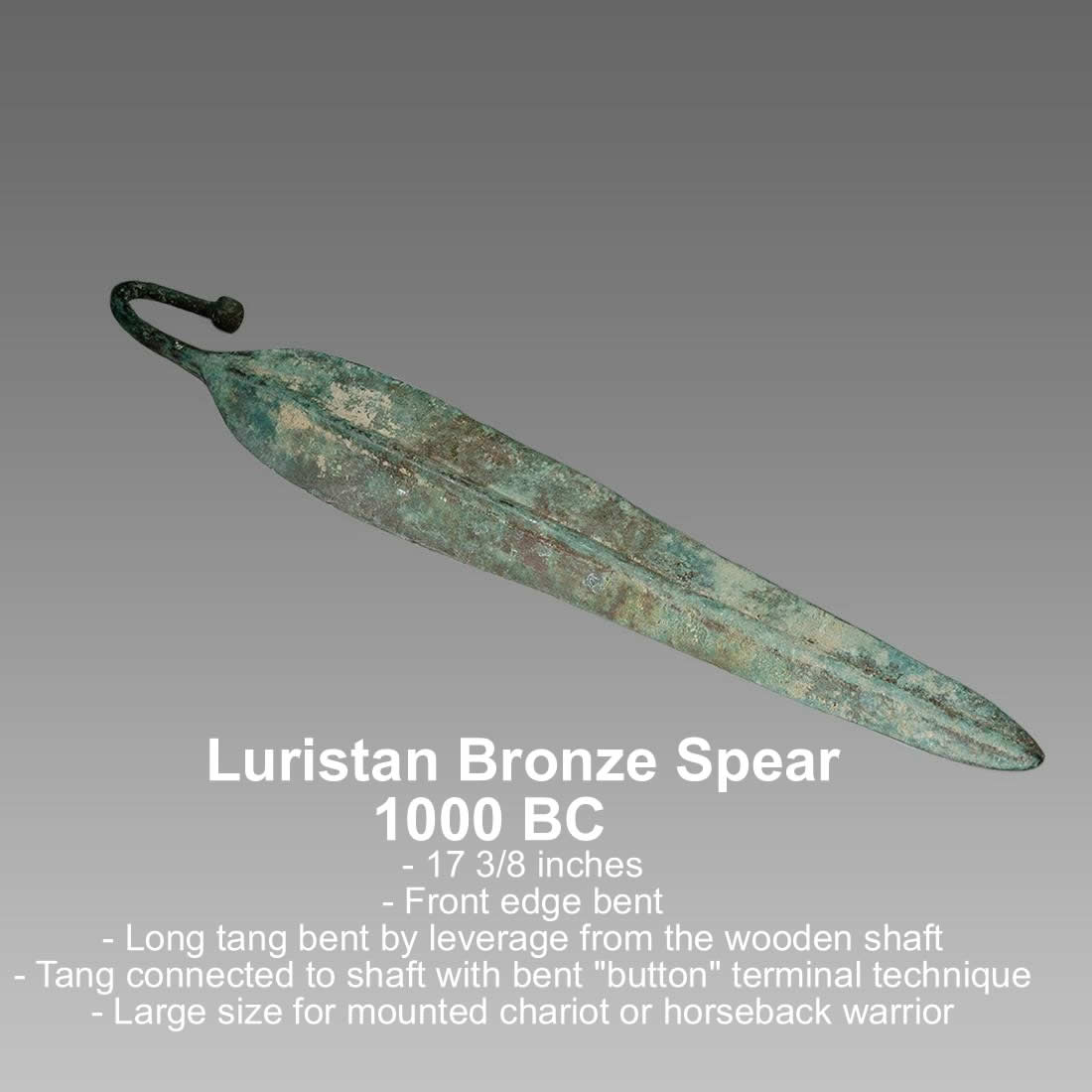 1000 700 BC Bronze Spearhead with description text